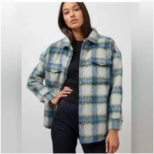 Rails Turner Green Blue Plaid Fuzzy Shirt Jacket
